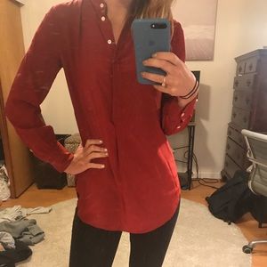 Red silk Madewell Blouse